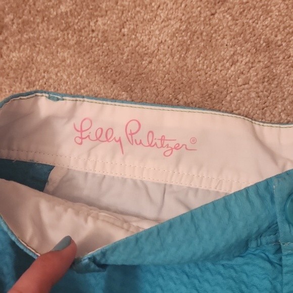 Lilly Pulitzer Callahan 5" Jacquard Textured Shorts "Seaside Aqua" Size 8 - Picture 2 of 7